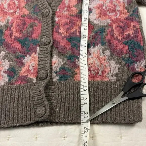 JH Collectibles Vintage Lambswool Cardigan Sweater Women's S Brown Autumn - Picture 8 of 10